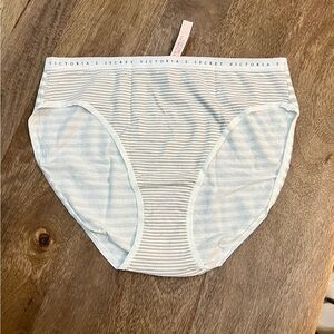 NWT Victoria’s Secret Striped Logo Band Cotton High Leg Brief Panties VS Large L